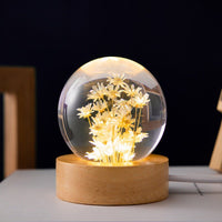 Crystal Ball Lamp with Eternal Flowers – Lumora-Yellow daisy-State of Style