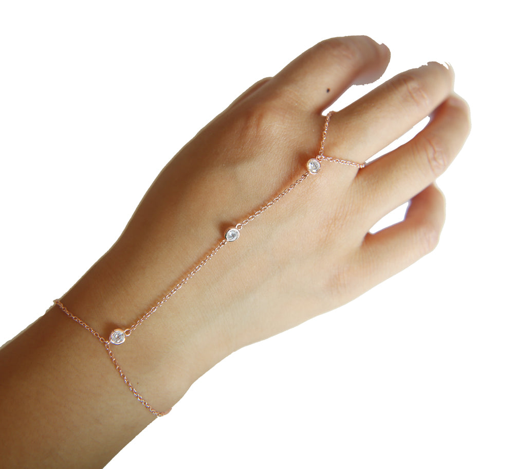 Crystal Chain Bracelet with Finger Ring | Elegant Palm Jewellery-16 mit 5 cm-Gold-State of Style