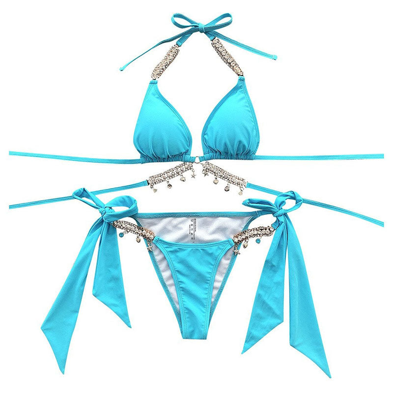 Crystal Diamond Bikini | Glamorous & Sparkling Swimwear-Blue-State of Style