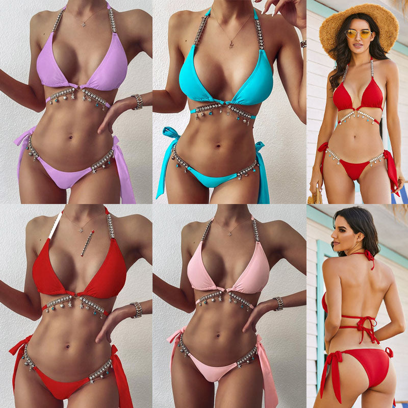 Crystal Diamond Bikini | Glamorous & Sparkling Swimwear-Pink-State of Style