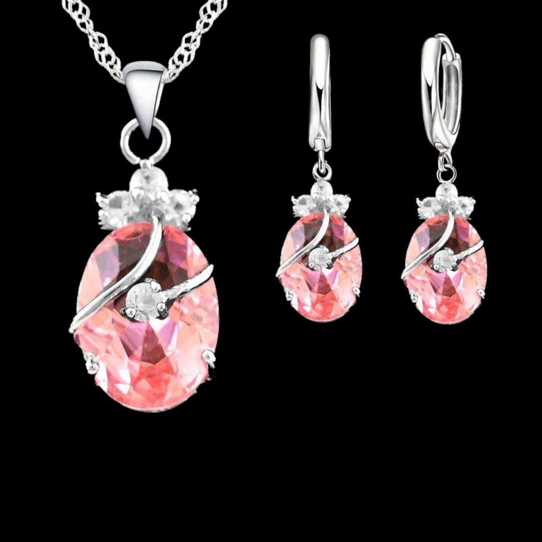 Crystal Earrings and Necklace Set | Sterling Silver | Elegant Jewellery-State of Style