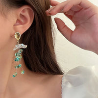Crystal Flower Tassel Earrings - Sophia-State of Style
