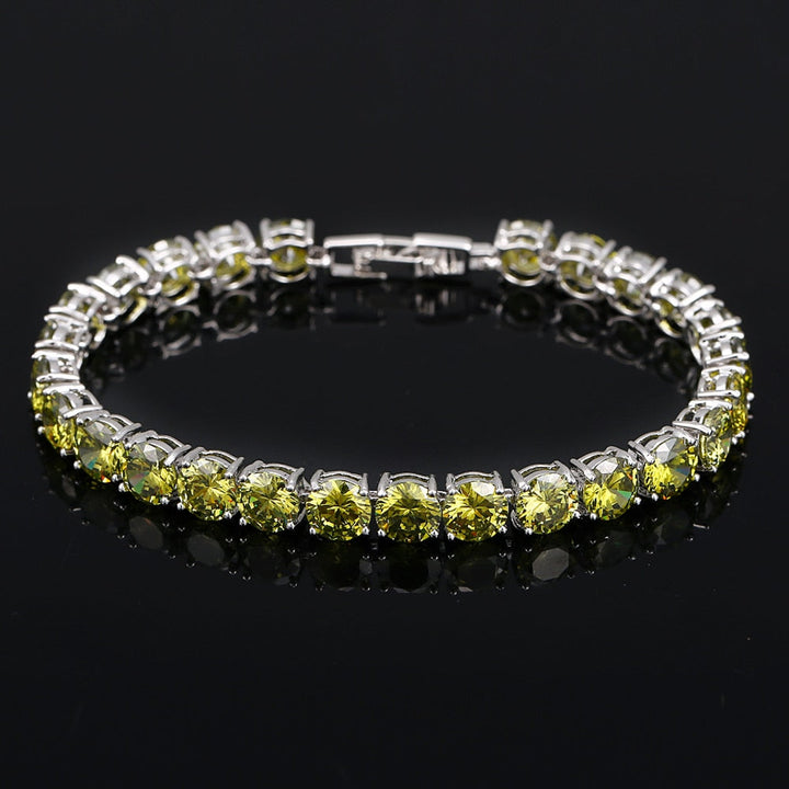 Crystal Heart Tennis Bracelet | Sparkling Accessory-Olive Green-State of Style