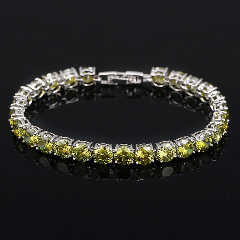 Crystal Heart Tennis Bracelet | Sparkling Accessory-Olive Green-State of Style