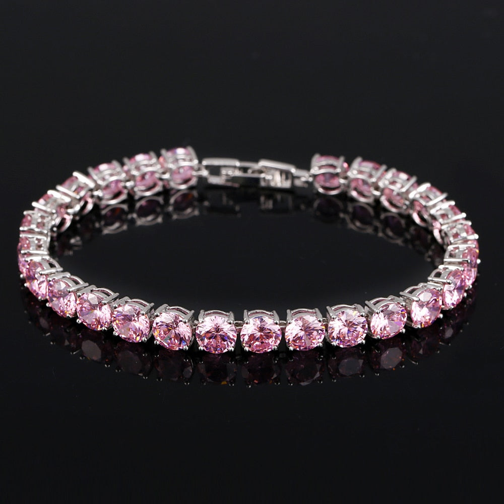 Crystal Heart Tennis Bracelet | Sparkling Accessory-Pink-State of Style
