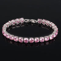 Crystal Heart Tennis Bracelet | Sparkling Accessory-Pink-State of Style