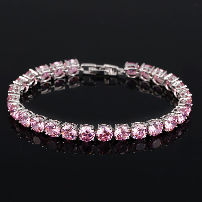 Crystal Heart Tennis Bracelet | Sparkling Accessory-Pink-State of Style