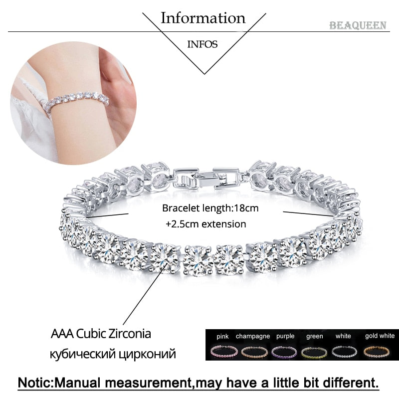 Crystal Heart Tennis Bracelet | Sparkling Accessory-Silver White-State of Style