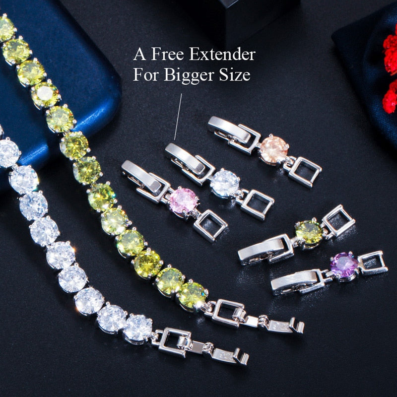 Crystal Heart Tennis Bracelet | Sparkling Accessory-Silver White-State of Style