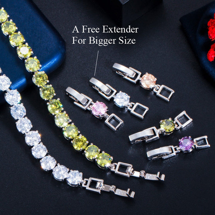Crystal Heart Tennis Bracelet | Sparkling Accessory-Silver White-State of Style