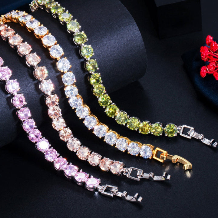 Crystal Heart Tennis Bracelet | Sparkling Accessory-Silver White-State of Style