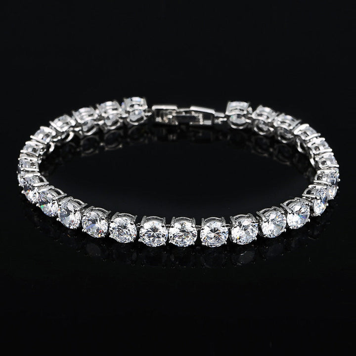Crystal Heart Tennis Bracelet | Sparkling Accessory-Silver White-State of Style