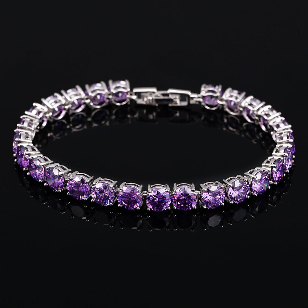 Crystal Heart Tennis Bracelet | Sparkling Accessory-Violet-State of Style