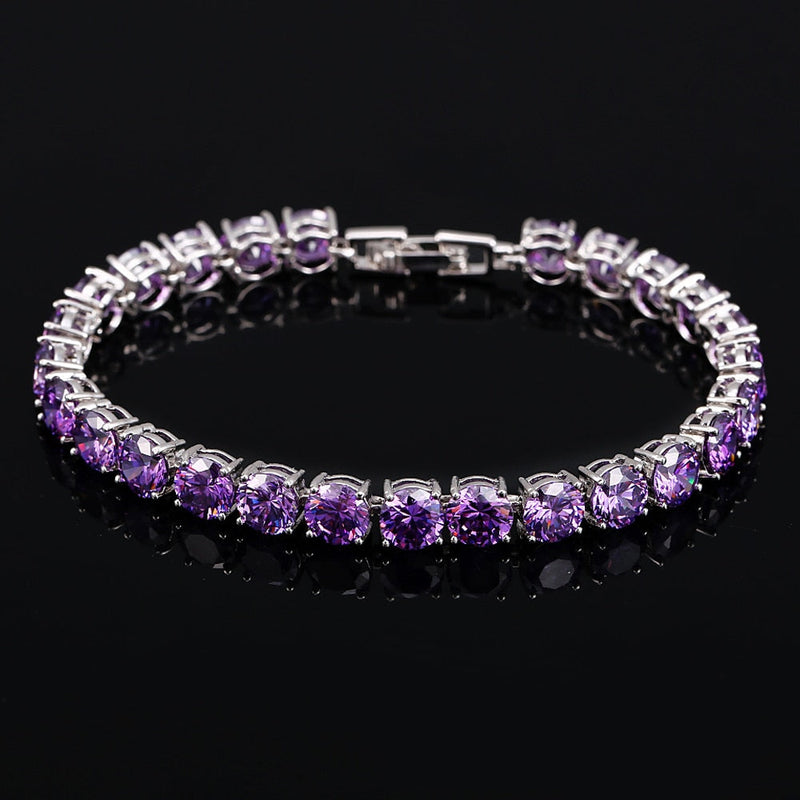 Crystal Heart Tennis Bracelet | Sparkling Accessory-Violet-State of Style