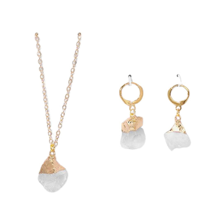Crystal Jewellery Set Necklace and Earrings - Elara-Clear Crystal-State of Style