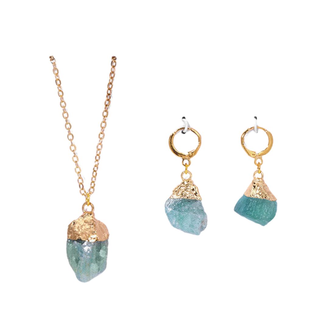 Crystal Jewelry Set Necklace and Earrings - Elara-Aquamarine-State of Style