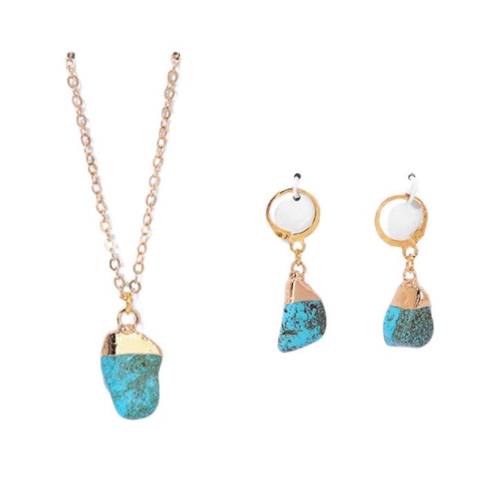 Crystal Jewelry Set Necklace and Earrings - Elara-Turquoise-State of Style