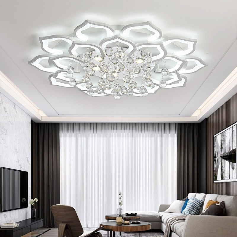 Crystal Lotus Ceiling Lamp - LumiLotus-12 Leaves-State of Style