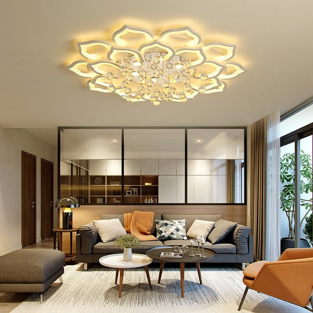 Crystal Lotus Ceiling Lamp - LumiLotus-12 Leaves-State of Style