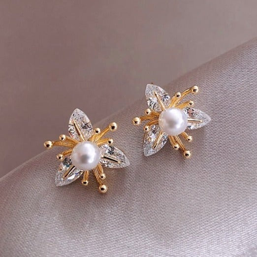 Crystal & Pearl Flower Earrings – Leanne-State of Style