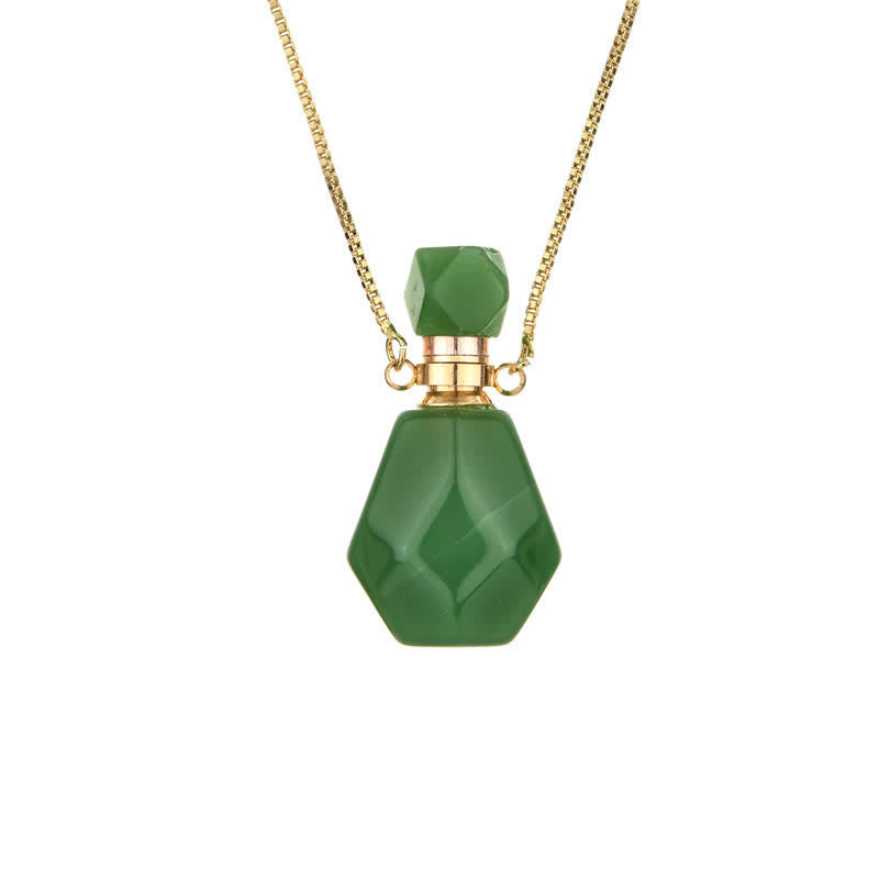 Crystal Perfume Bottle Necklace – Iris-Green Aventurine-State of Style