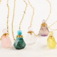 Crystal Perfume Bottle Necklace – Iris-Rose Quartz-State of Style