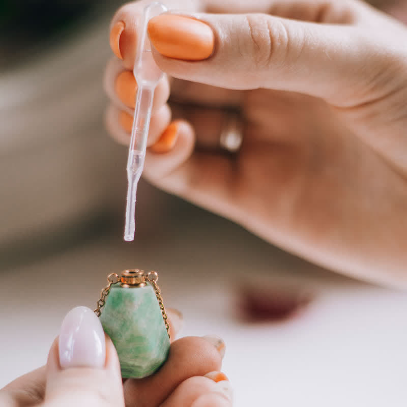 Crystal Perfume Bottle Necklace – Iris-Rose Quartz-State of Style
