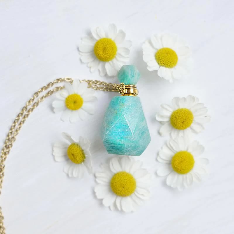 Crystal Perfume Bottle Necklace – Iris-Rose Quartz-State of Style