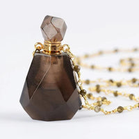 Crystal Perfume Bottle Necklace – Iris-Smoky Quartz-State of Style