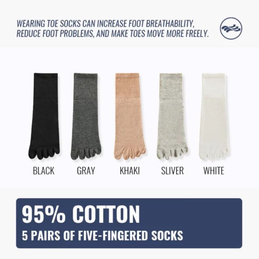 Crystal Traditional Socks – 5-Pack Cotton Toe Socks with Antibacterial Effect-1-State of Style