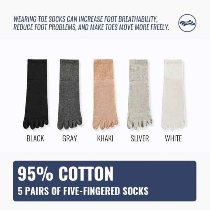 Crystal Traditional Socks – 5-Pack Cotton Toe Socks with Antibacterial Effect-1-State of Style