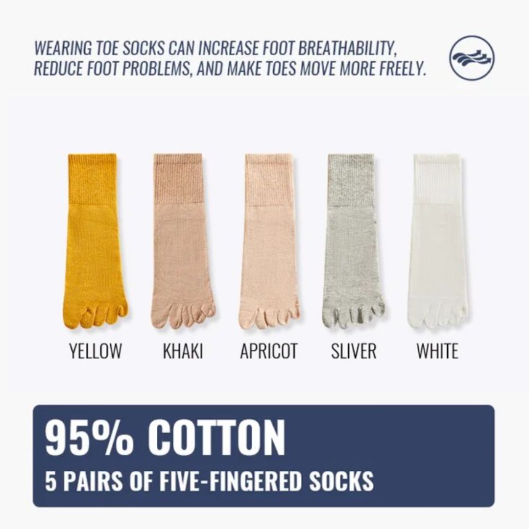 Crystal Traditional Socks – 5-Pack Cotton Toe Socks with Antibacterial Effect-1-State of Style