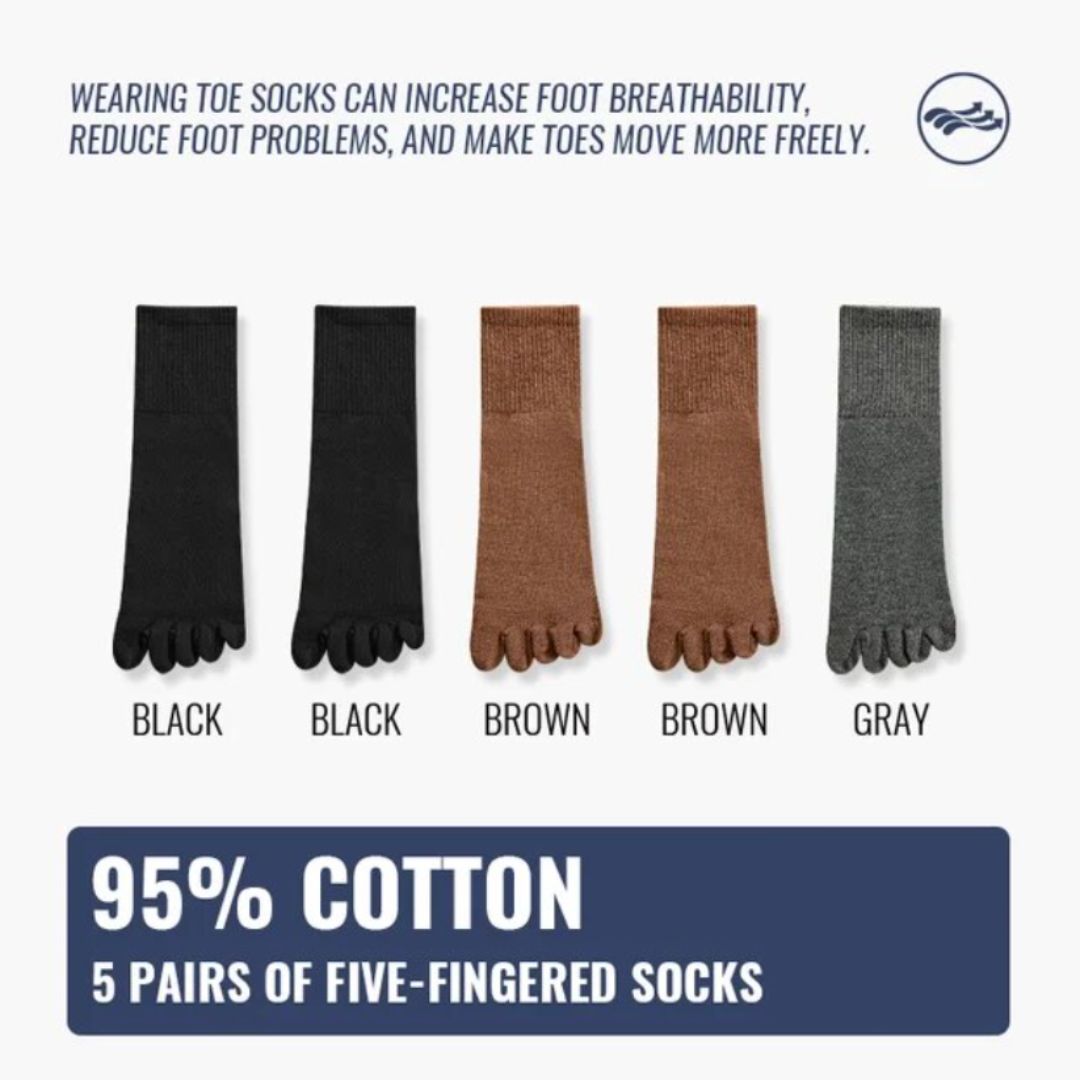 Crystal Traditional Socks – 5-Pack Cotton Toe Socks with Antibacterial Effect-1-State of Style
