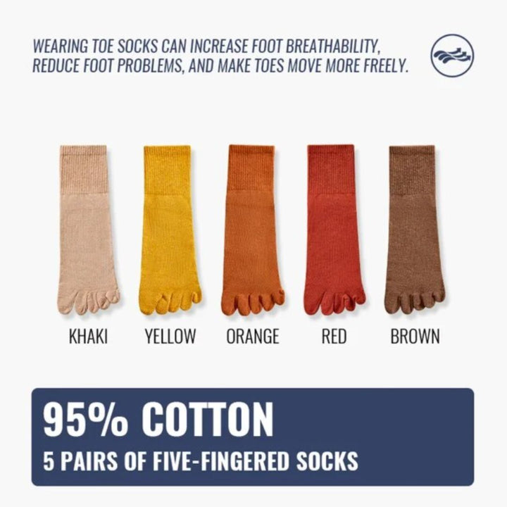 Crystal Traditional Socks – 5-Pack Cotton Toe Socks with Antibacterial Effect-1-State of Style