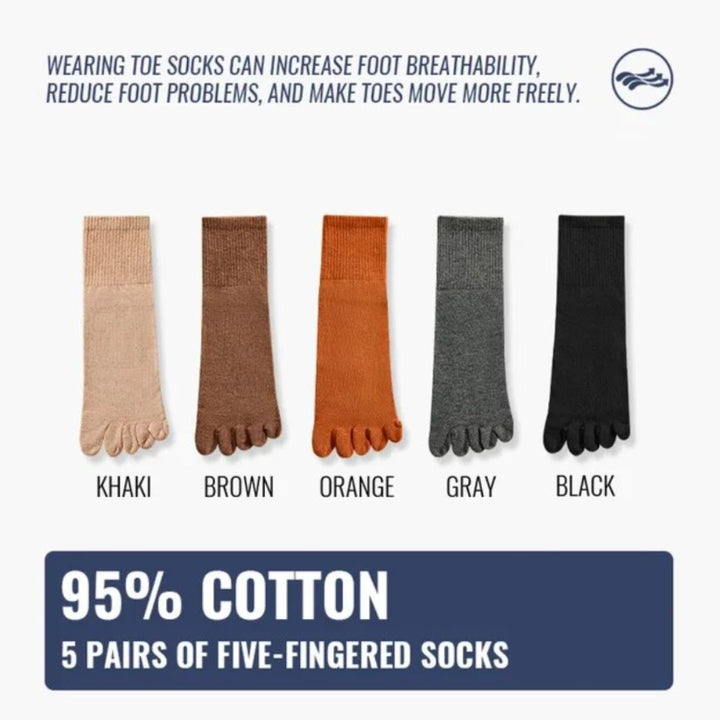 Crystal Traditional Socks – 5-Pack Cotton Toe Socks with Antibacterial Effect-1-State of Style