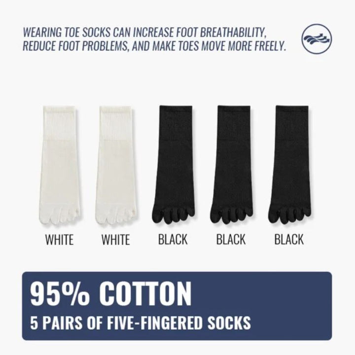 Crystal Traditional Socks – 5-Pack Cotton Toe Socks with Antibacterial Effect-1-State of Style