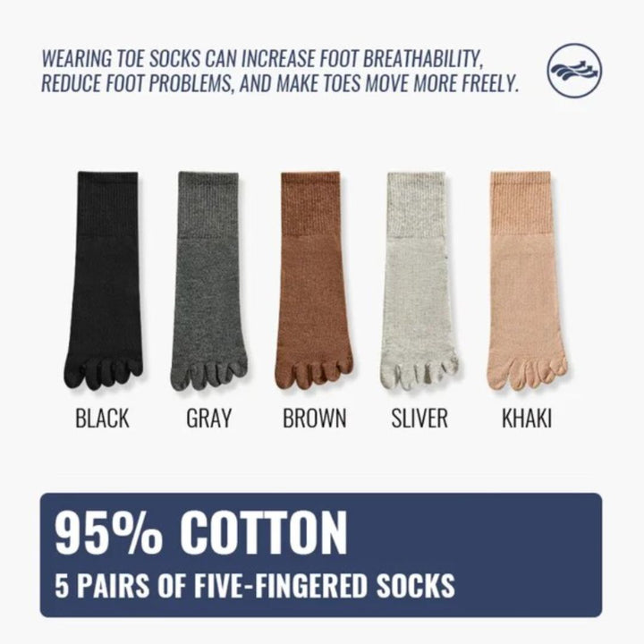 Crystal Traditional Socks – 5-Pack Cotton Toe Socks with Antibacterial Effect-1-State of Style