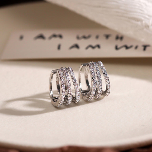 Crystallised Sparkle Earrings – Elegant and Lightweight-Crystallised Silver-State of Style