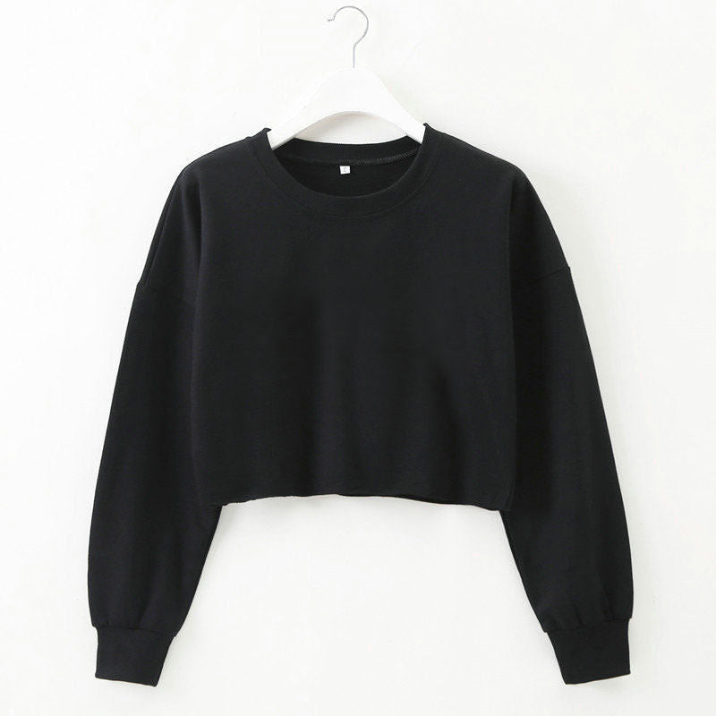 CrystalsShirt | Women's Trendy Crop Sweater-Black-S-State of Style