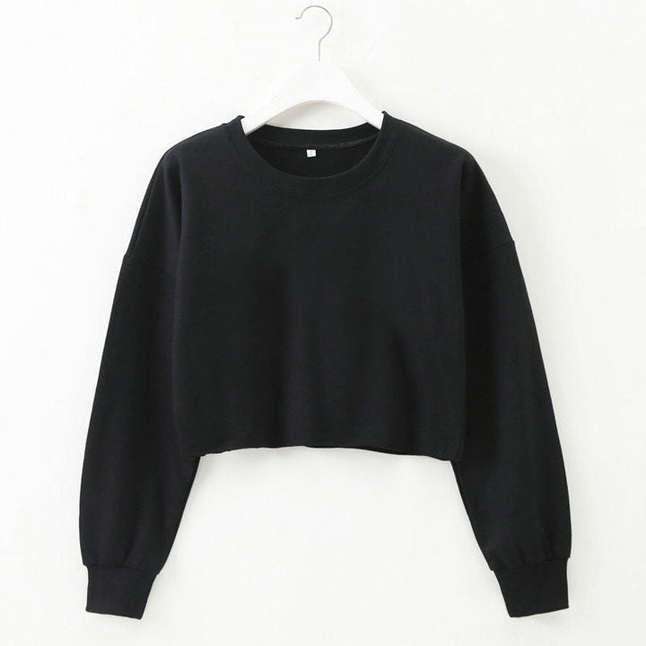 CrystalsShirt | Women's Trendy Crop Sweater-Black-S-State of Style