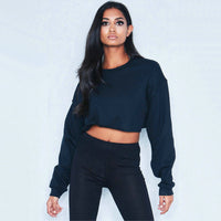 CrystalsShirt | Women's Trendy Crop Sweater-Black-S-State of Style
