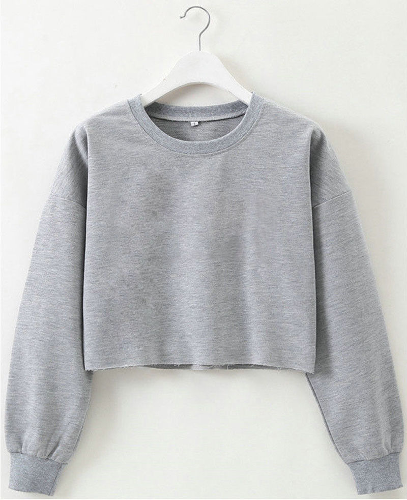 CrystalsShirt | Women's Trendy Crop Sweater-Grey-S-State of Style