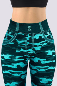 Curve Embrace Plus Size Camo Leggings – Stylish Stretch Fit-Green-2XL-State of Style