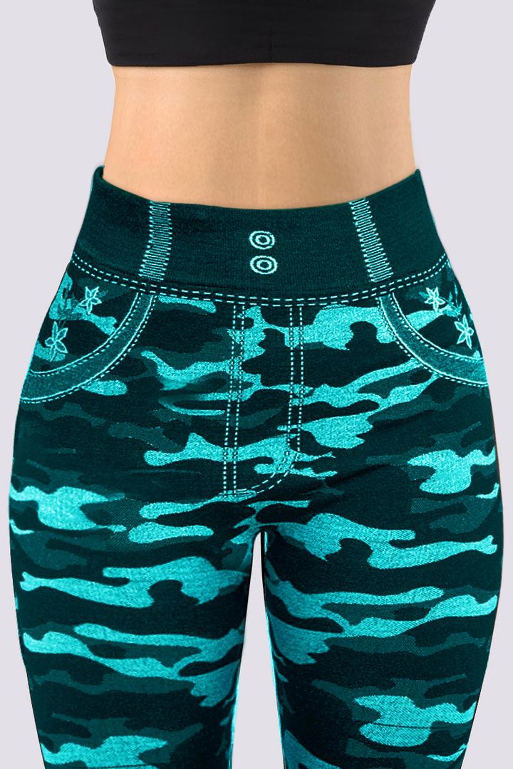 Curve Embrace Plus Size Camo Leggings – Stylish Stretch Fit-Green-2XL-State of Style