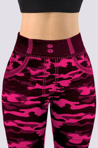 Curve Embrace Plus Size Camo Leggings – Stylish Stretch Fit-Red-2XL-State of Style