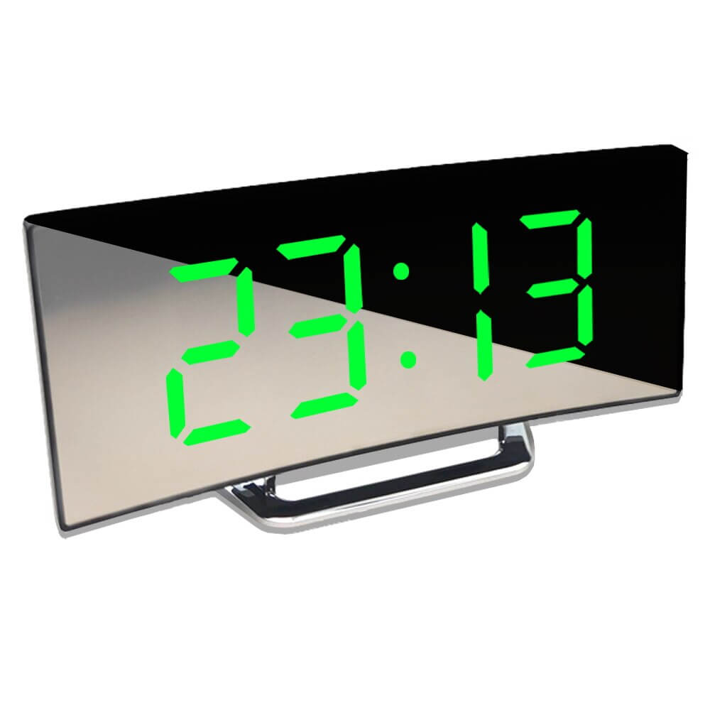 Curved LED Digital Alarm Clock with Modern Design - LumiCurve-Green-State of Style