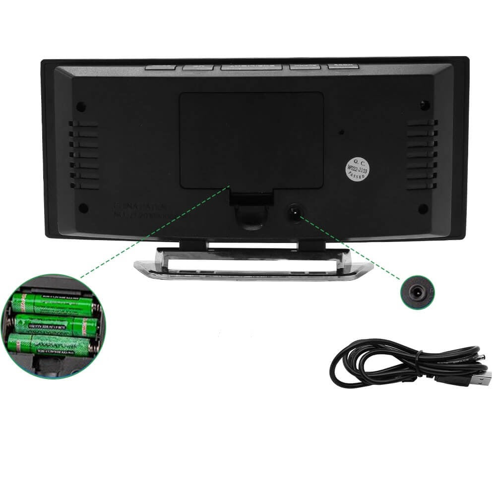 Curved LED Digital Alarm Clock with Modern Design - LumiCurve-Red-State of Style