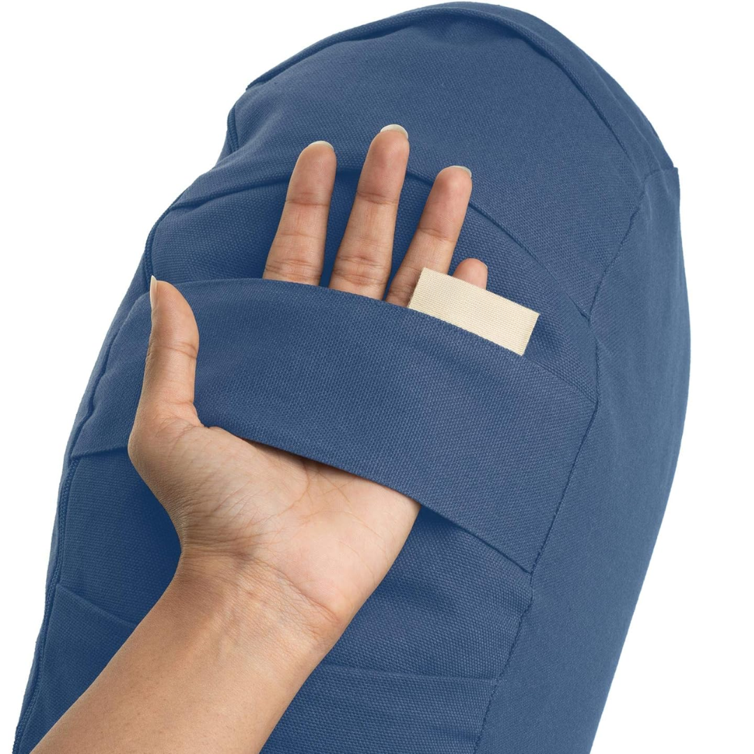 Curved Organic Cotton Meditation Cushion with Washable Cover-Blue-State of Style
