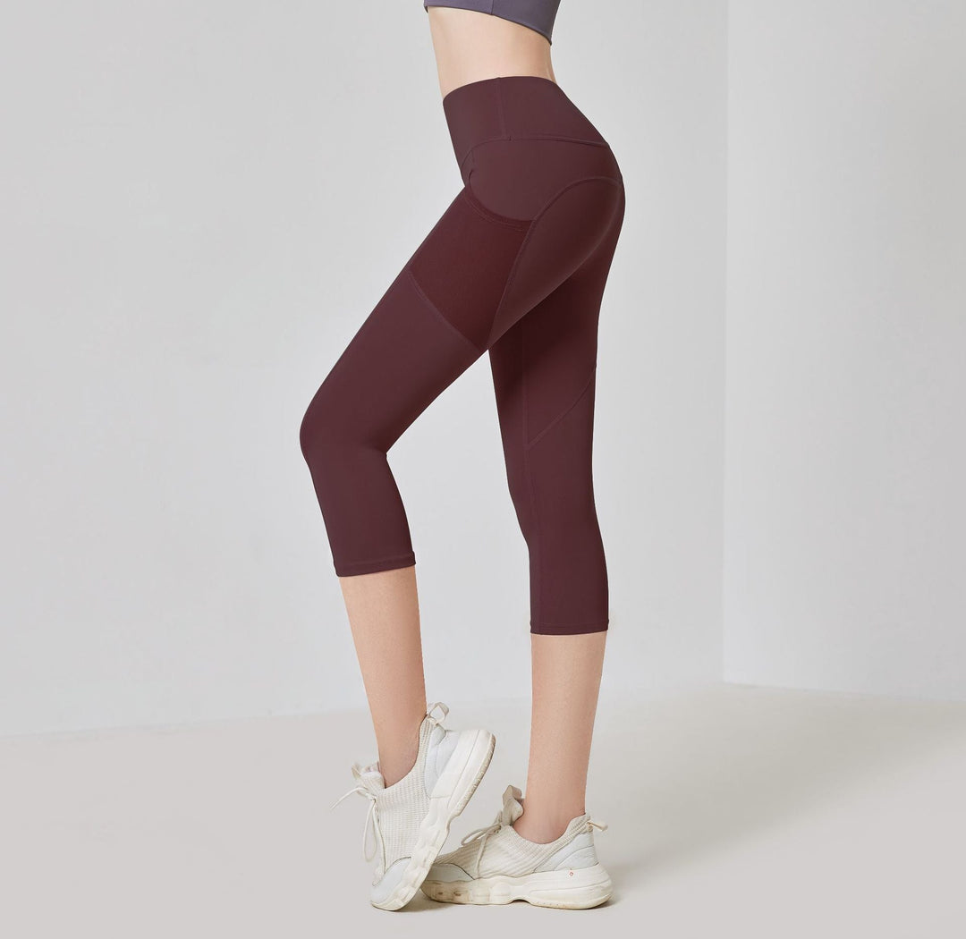 CurveFlex Plus-Size Summer Yoga Leggings-Burgundy-2XL-State of Style