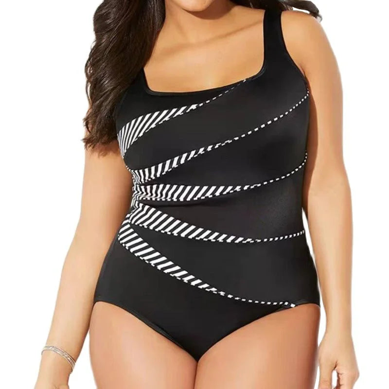 Curvy Embrace Plus-Size One-Piece Swimsuit-Black-2XL-State of Style